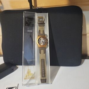 Rare Find Vintage Disney Time Works Theme Park Edition Watch with Khaki Strap.